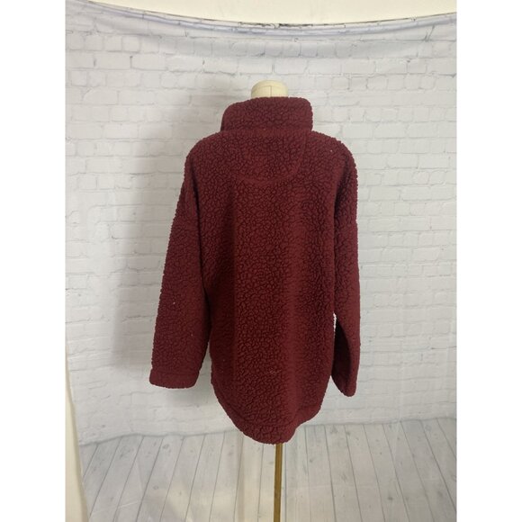 ⭐ 3/$15 Ultra Flirt 2X Red Teddy Quarter Button Up Fleece Pullover - Picture 4 of 6